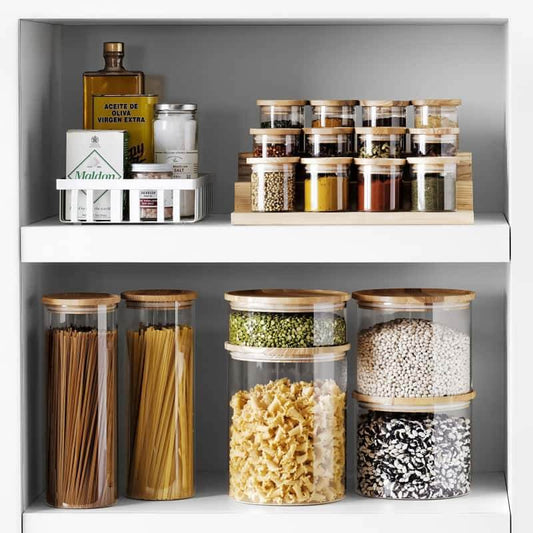 Naawe Kitchen Storage Glass Spice Bottle Shelf Set Jar - Naawe