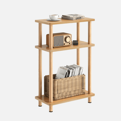 Naawe Slim 3-tier Wooden Side Table with Storage Shelves for Living Room, Bedroom and Sofa - Naawe