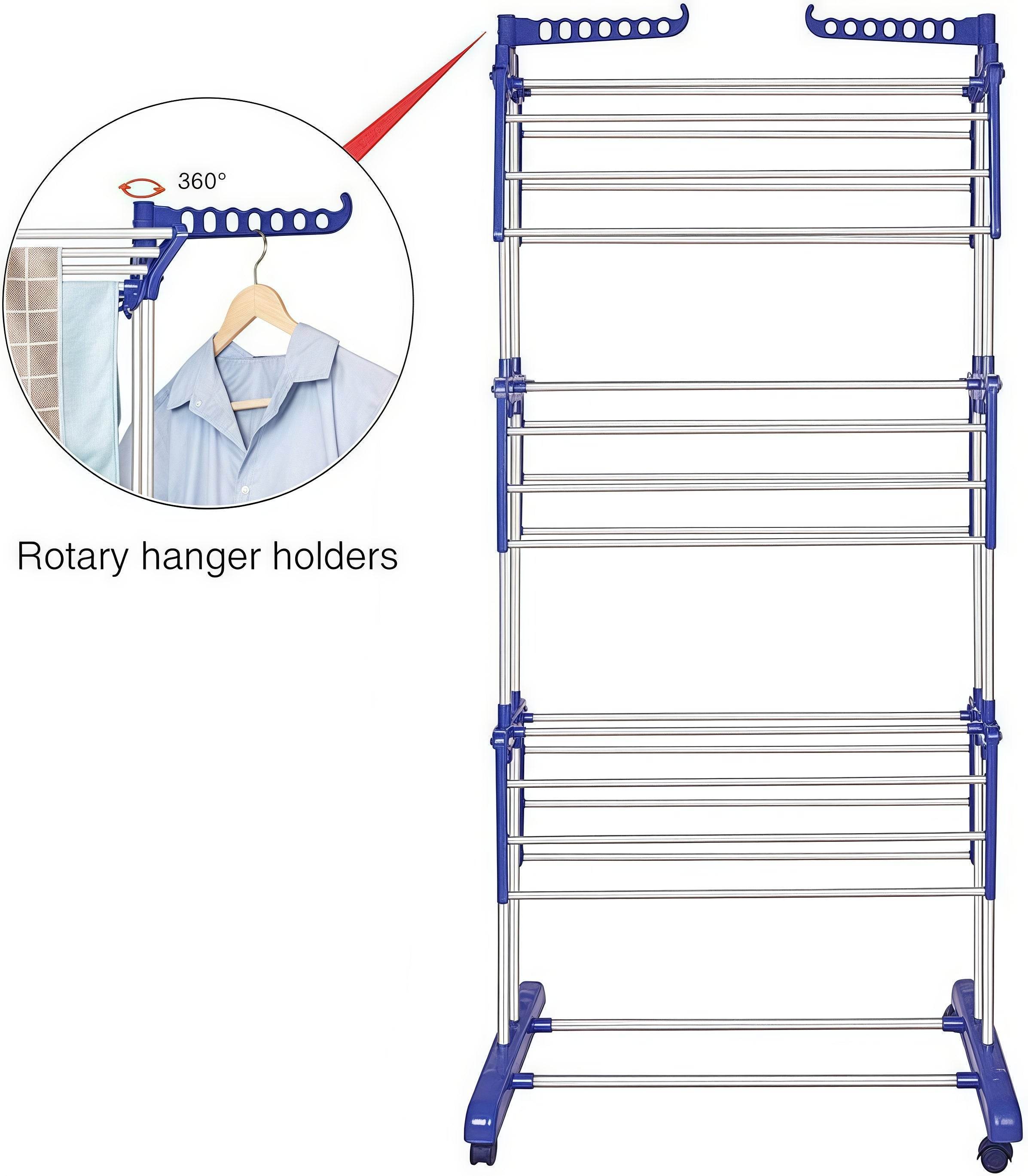 Naawe 4 Tier Removable Stainless Steel Folding Drying Rack with Two Side Wings - Naawe