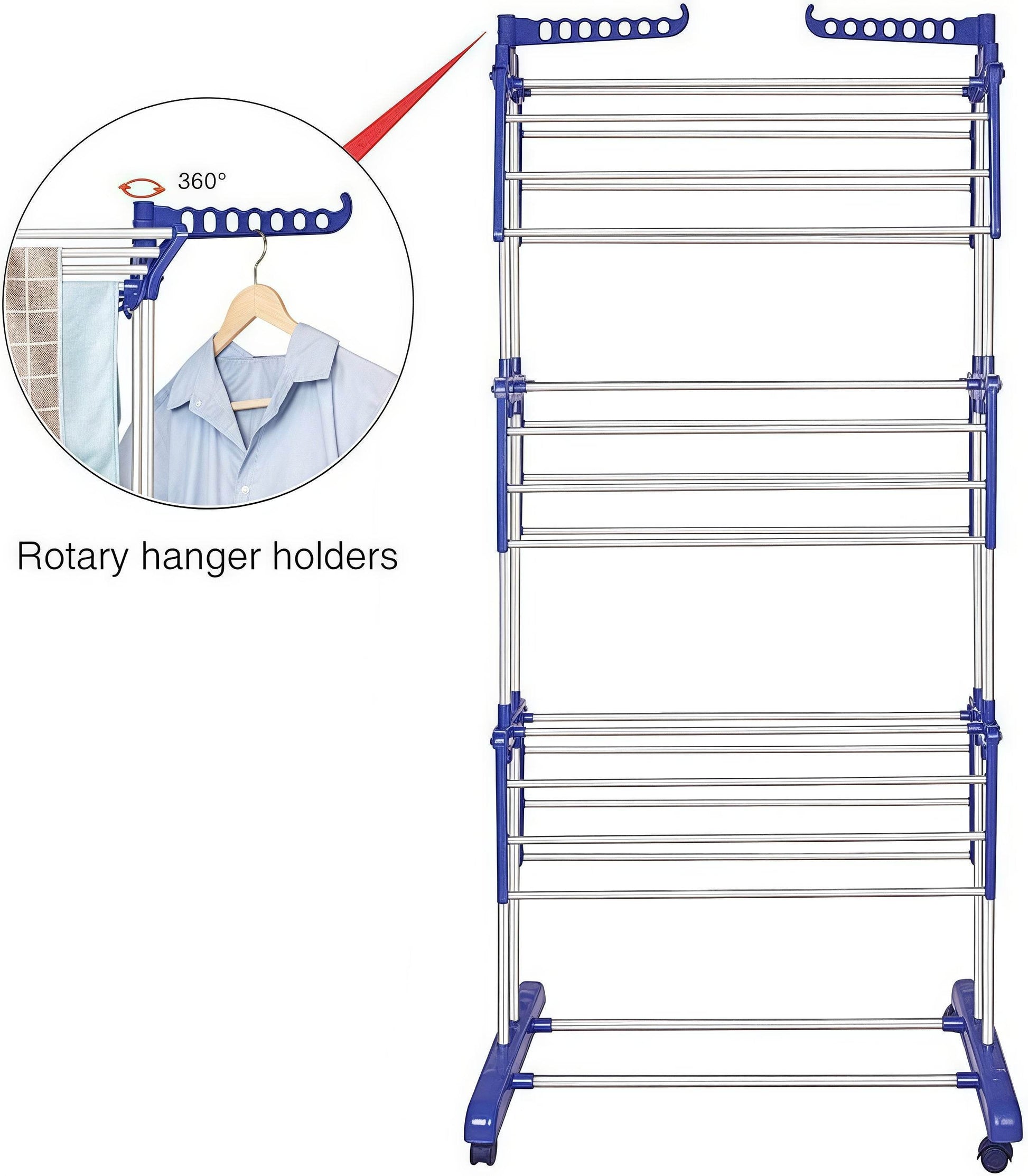 Naawe 4 Tier Removable Stainless Steel Folding Drying Rack with Two Side Wings - Naawe