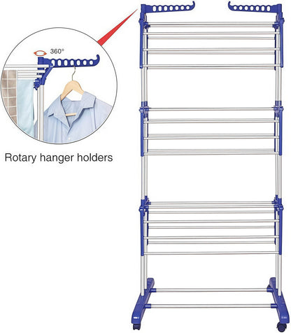 Naawe 4 Tier Removable Stainless Steel Folding Drying Rack with Two Side Wings - Naawe
