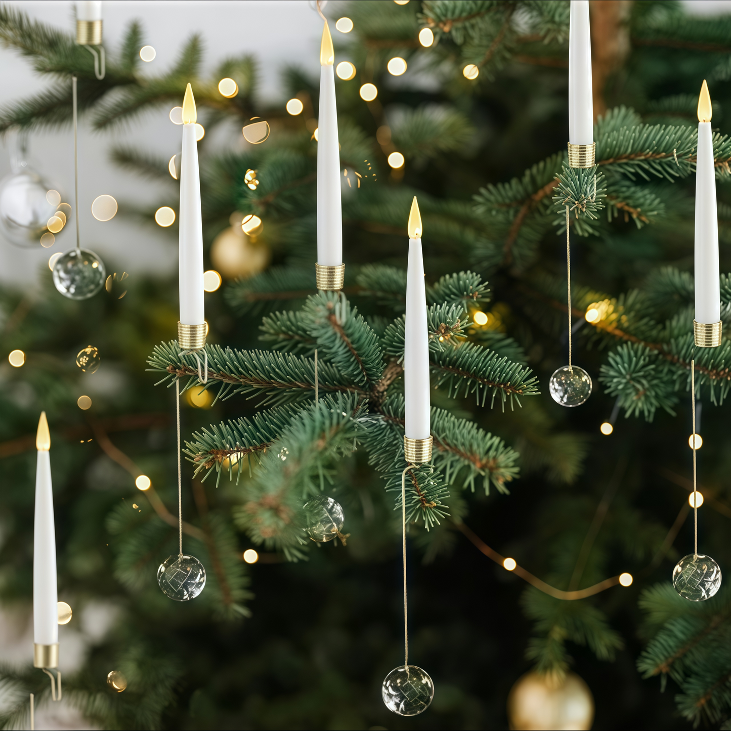 🎄Christmas Tree Led Candles with Clear Crystal Ball Hook