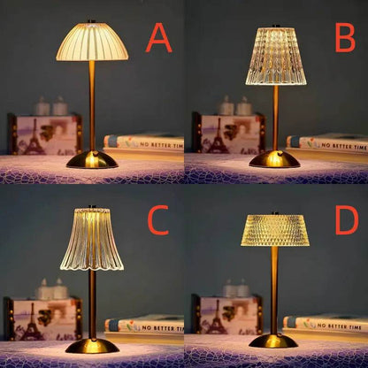 Naawe Gilded Crystal Table Lamp - Handcrafted Glass Shade & Vintage Brass Base - Naawe