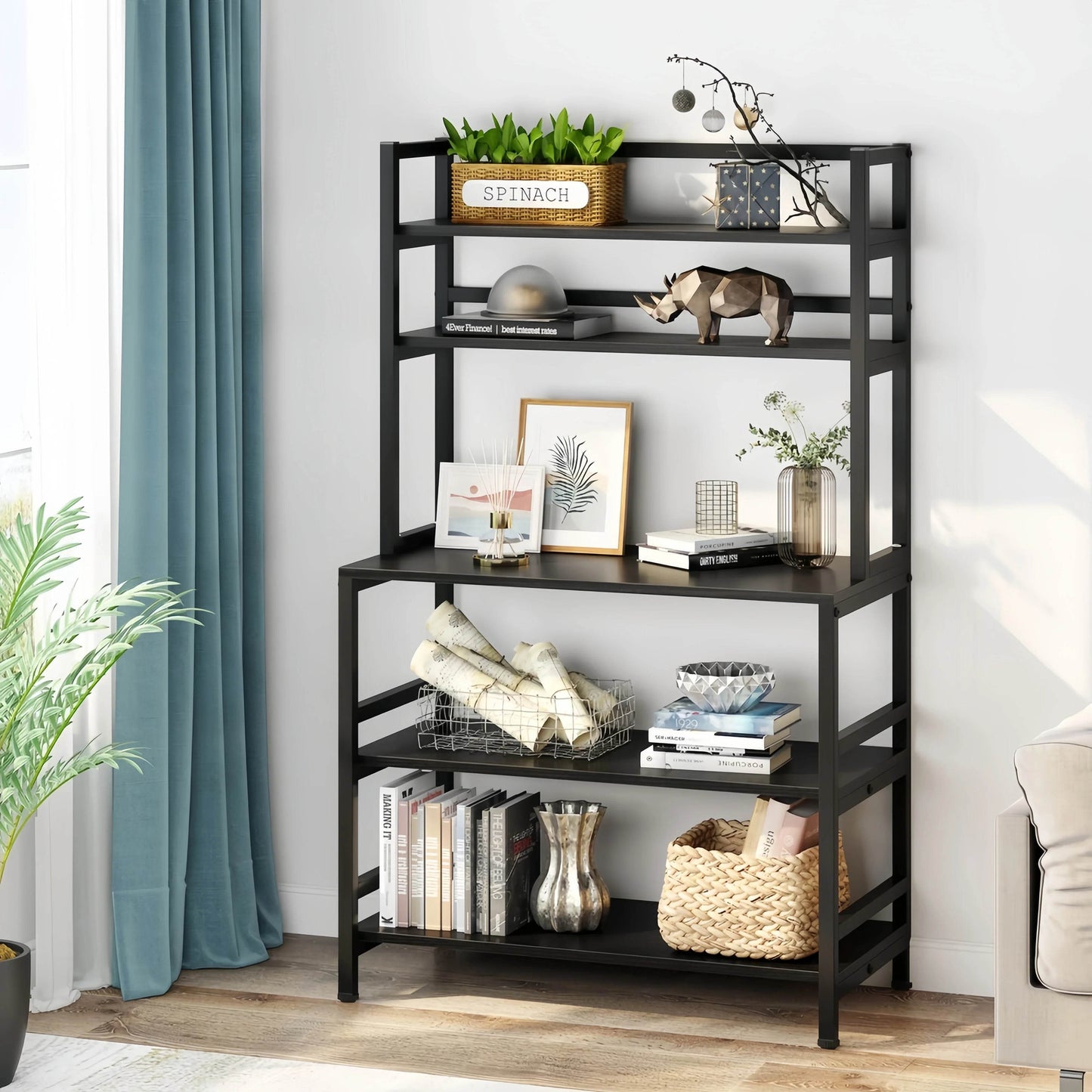 Naawe 5 Tier Kitchen Utility Storage Baking Rack Microwave Rack with Shelves - Naawe