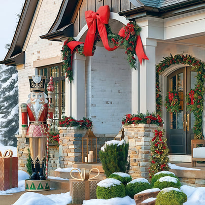 Christmas Cheer Cordless Teardrop Swag with Bow