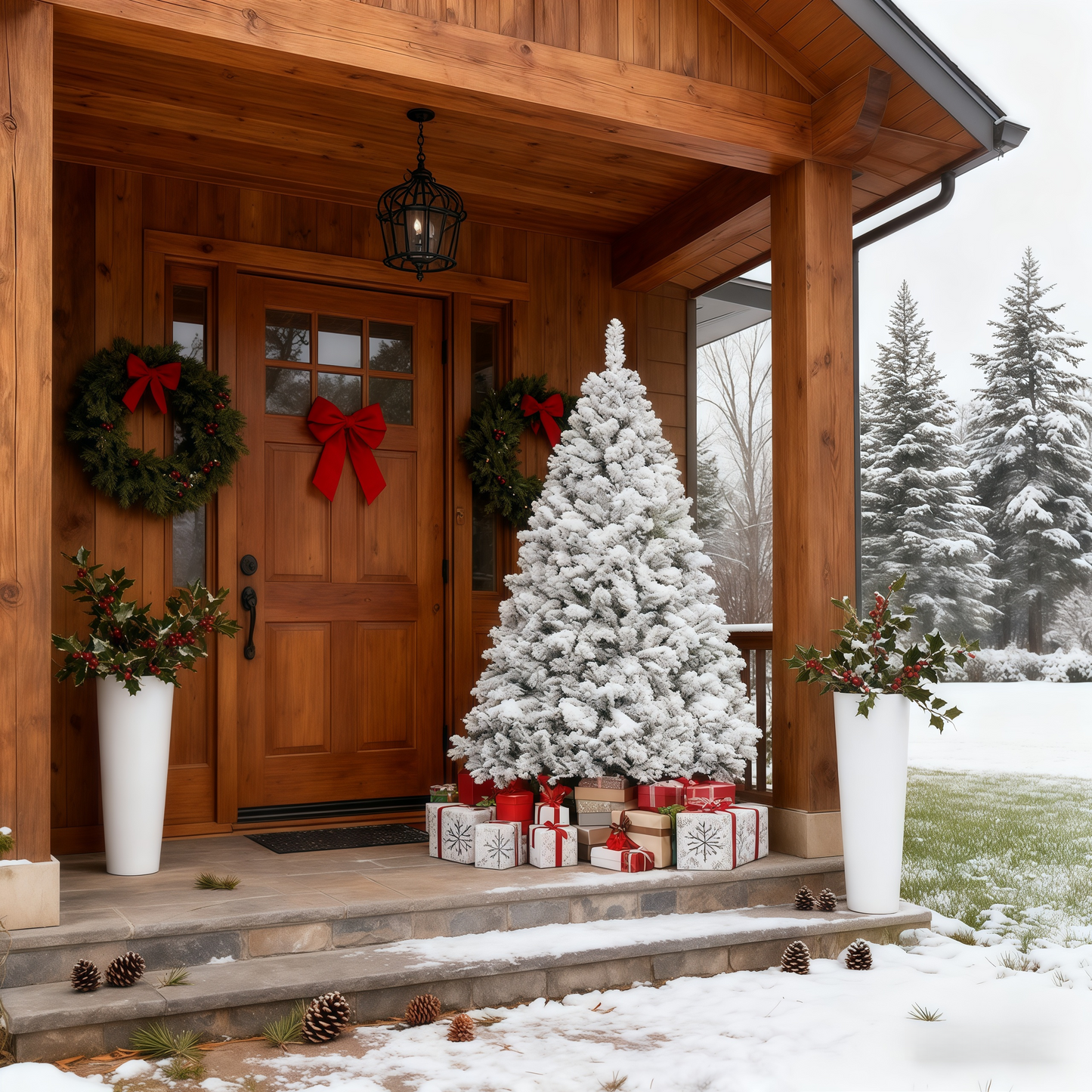 Create a Winter Wonderland with a Frosted Flocked Christmas Tree & Stable Metal Stand