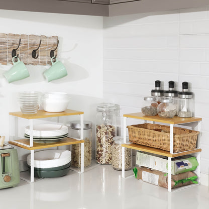 Naawe Set of 4 Wooden Kitchen Shelves Multi-Purpose Tabletop Organizer - Naawe