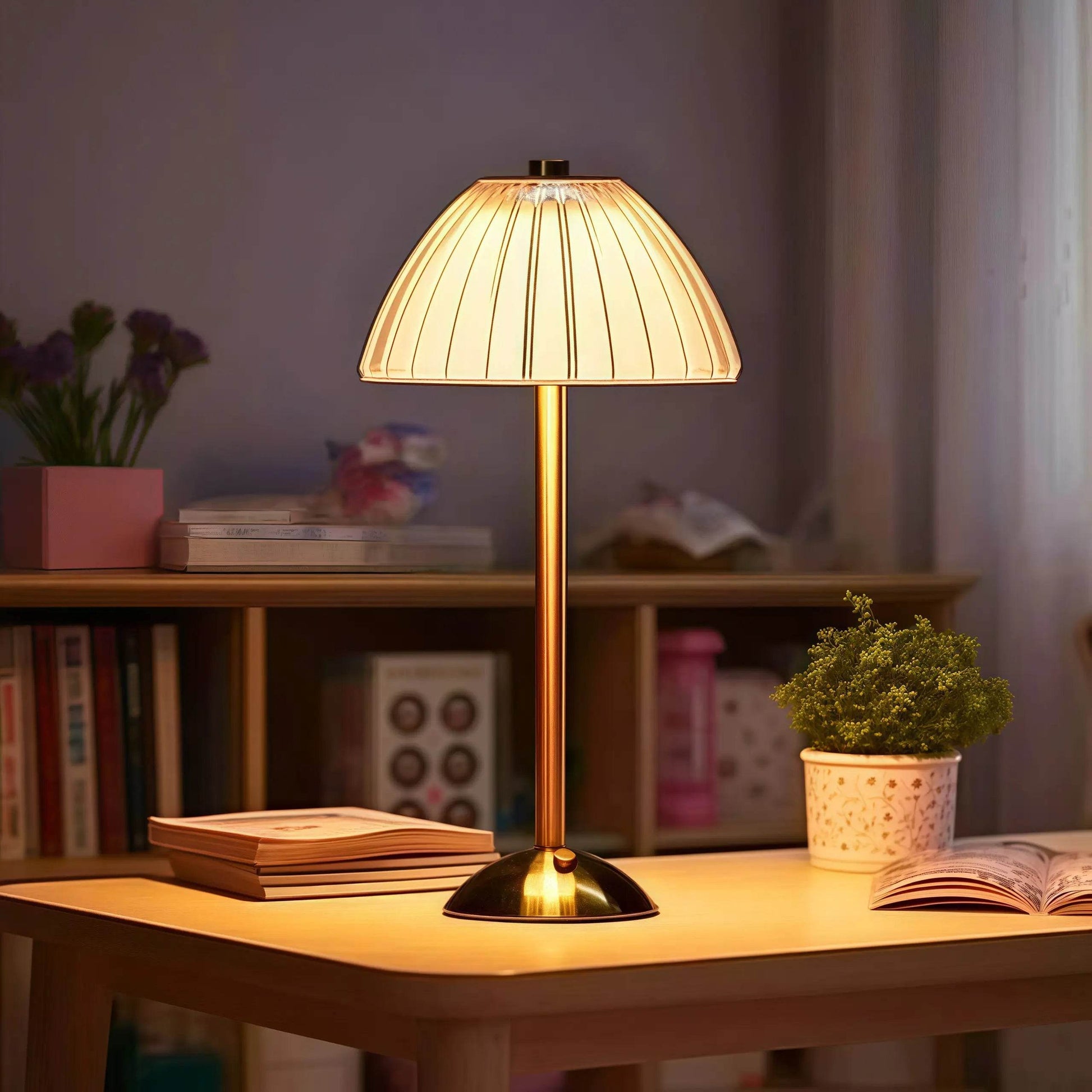 Naawe Gilded Crystal Table Lamp - Handcrafted Glass Shade & Vintage Brass Base - Naawe
