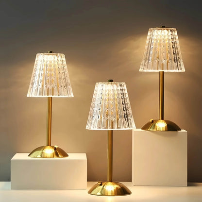 Naawe Vintage Metal & Glass Table Lamp - USB Rechargeable 3-Tone Lighting for Bars/Bedrooms - Naawe