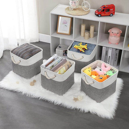 Naawe Cloth Storage Cubes Grey White with Rope Handles - Naawe