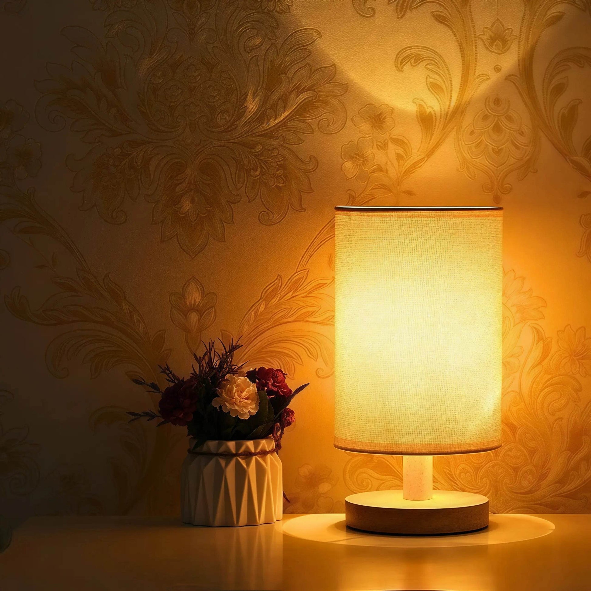 Naawe Nordic Wooden USB Table Lamp - Handwoven Linen Shade & Adjustable Warm Light - Naawe