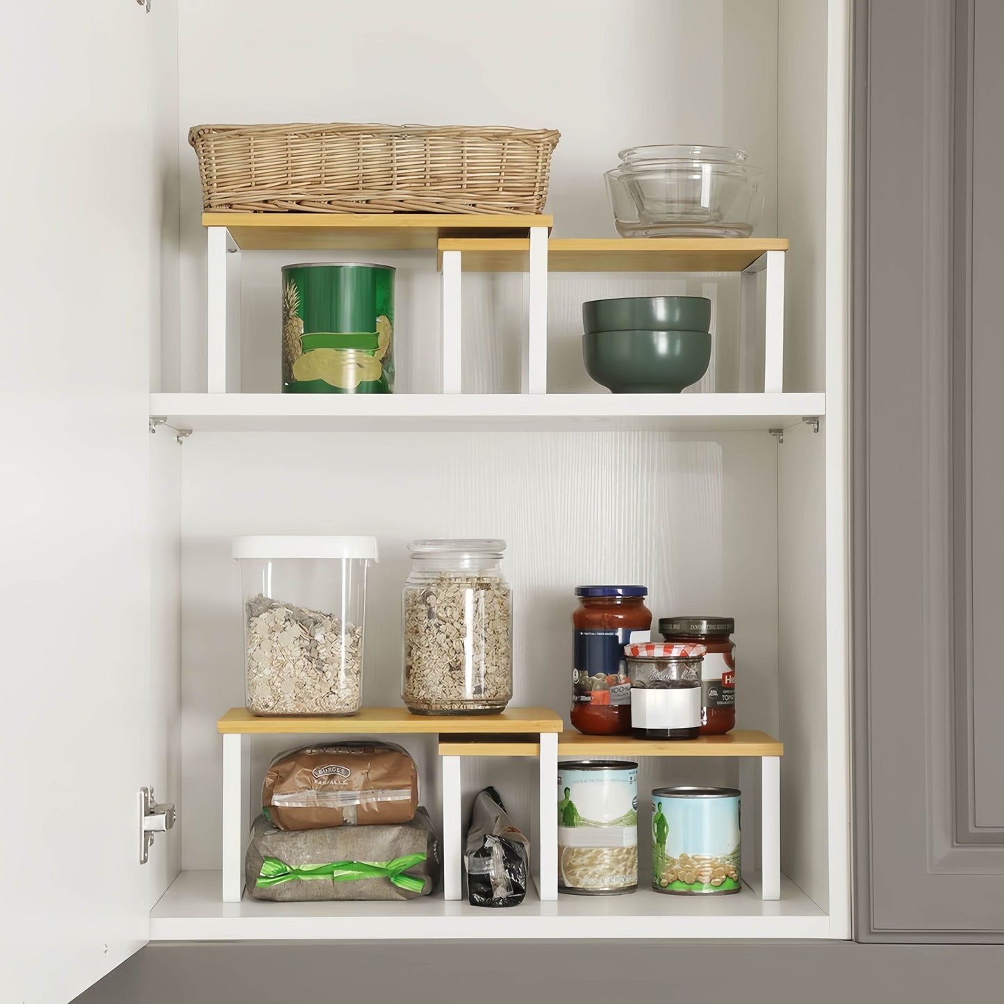 Naawe Set of 4 Wooden Kitchen Shelves Multi-Purpose Tabletop Organizer - Naawe