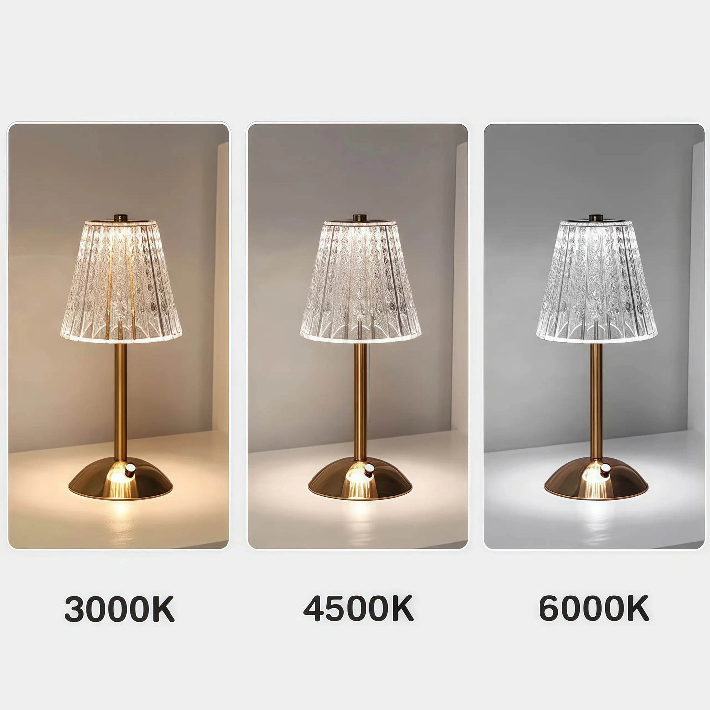 Naawe Vintage Metal & Glass Table Lamp - USB Rechargeable 3-Tone Lighting for Bars/Bedrooms - Naawe