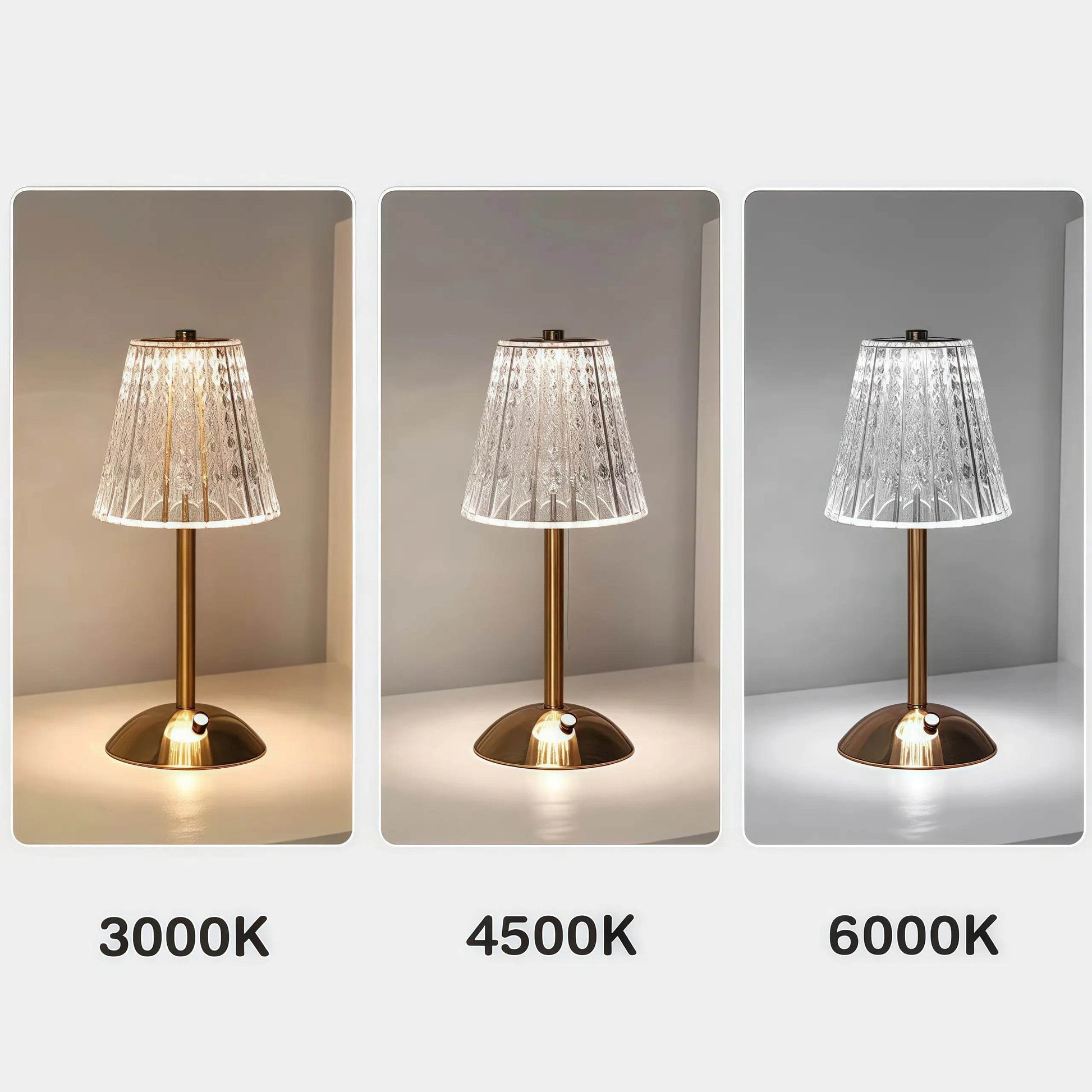 Naawe Vintage Metal & Glass Table Lamp - USB Rechargeable 3-Tone Lighting for Bars/Bedrooms - Naawe