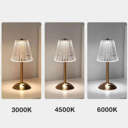 Naawe Vintage Metal & Glass Table Lamp - USB Rechargeable 3-Tone Lighting for Bars/Bedrooms - Naawe