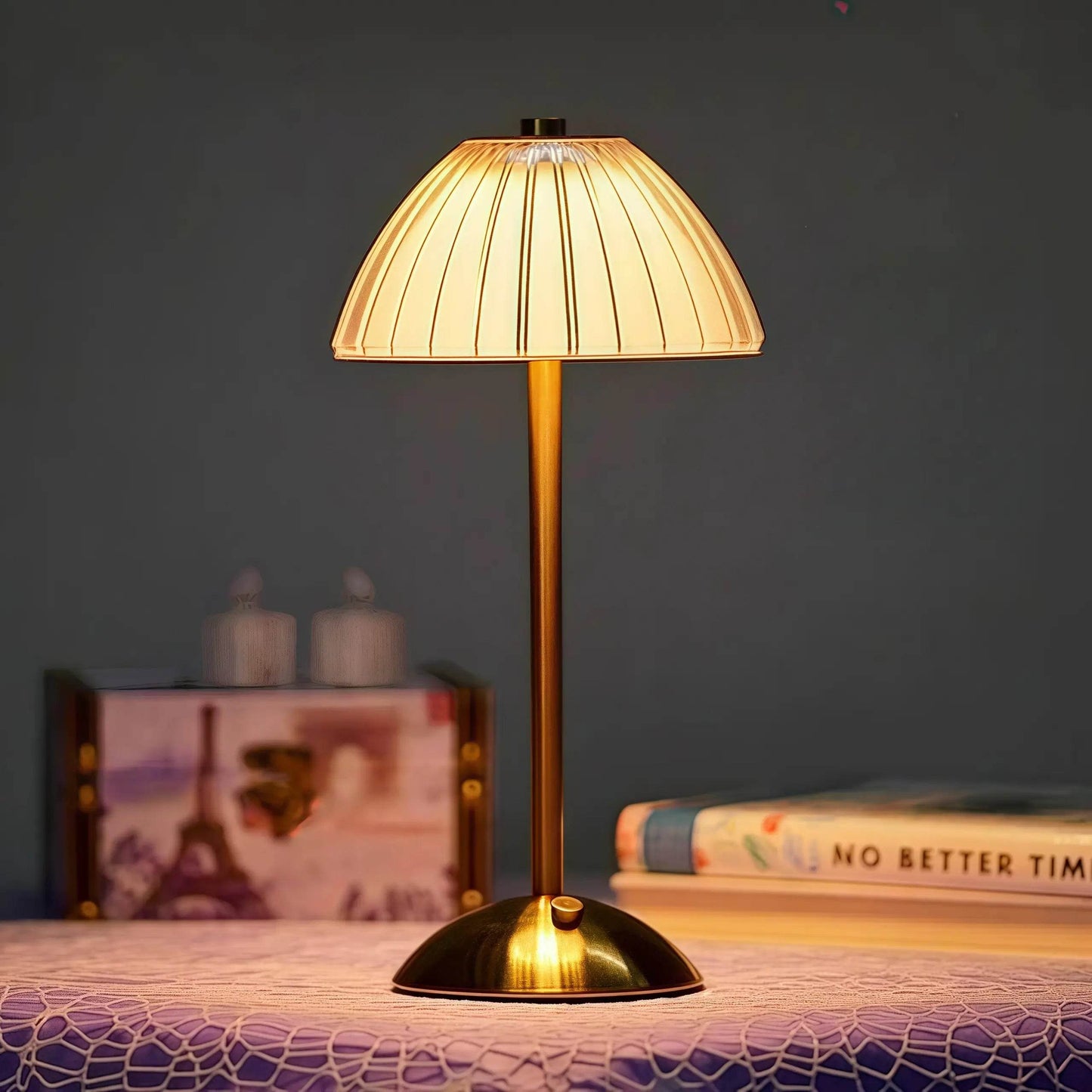 Naawe Gilded Crystal Table Lamp - Handcrafted Glass Shade & Vintage Brass Base - Naawe