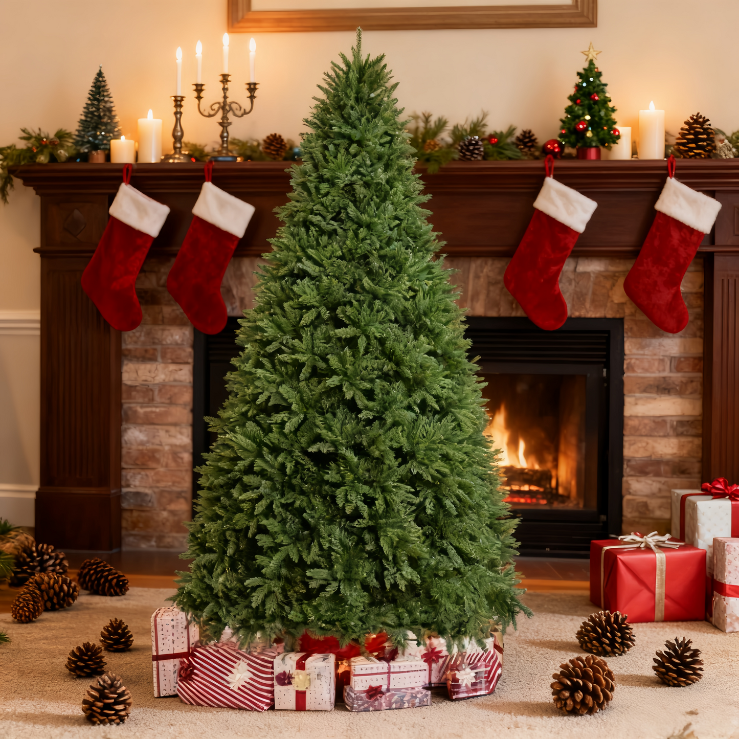 Realistic Green Spruce Artificial Christmas Tree with Stand