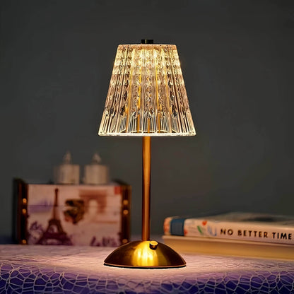 Naawe Gilded Crystal Table Lamp - Handcrafted Glass Shade & Vintage Brass Base - Naawe