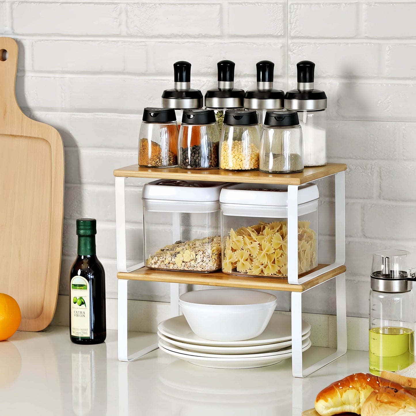 Naawe Set of 4 Wooden Kitchen Shelves Multi-Purpose Tabletop Organizer - Naawe