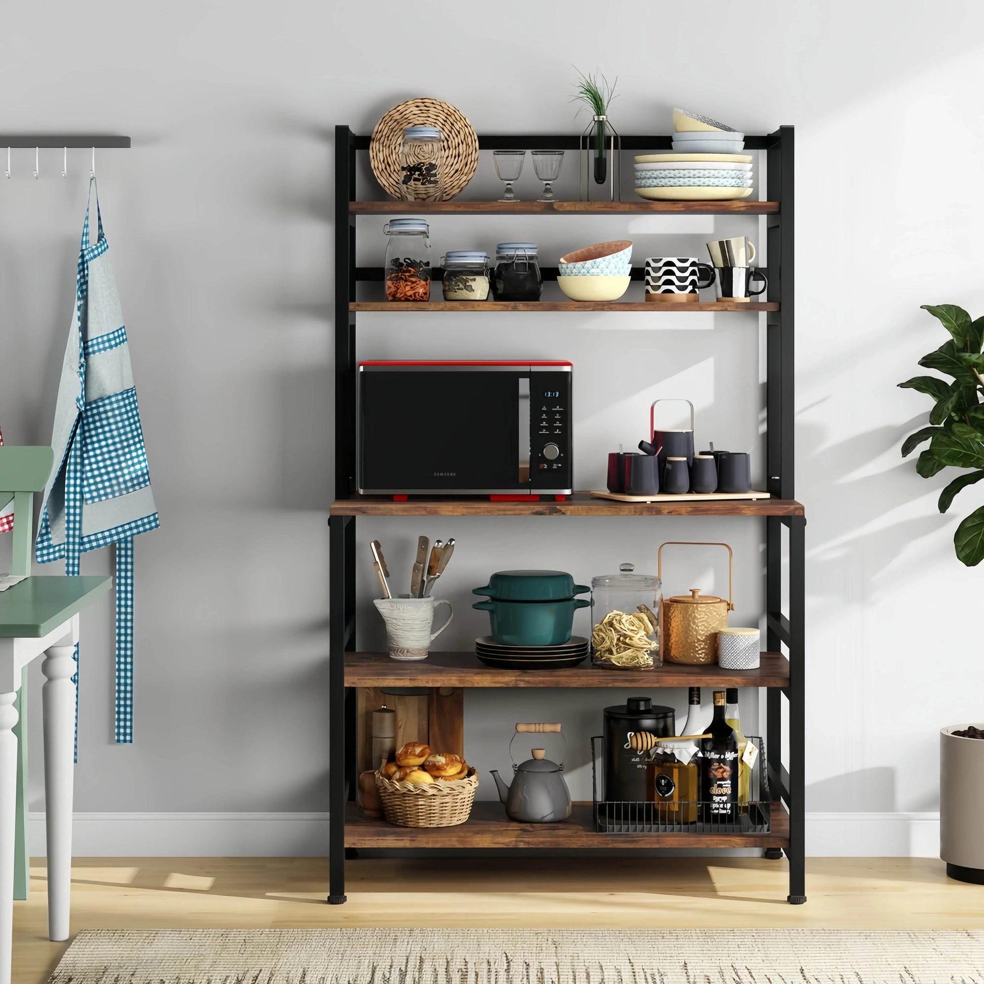 Naawe 5 Tier Kitchen Utility Storage Baking Rack Microwave Rack with Shelves - Naawe