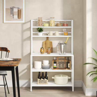 Naawe Modern White Kitchen Shelf with 5 Open Shelves - Naawe