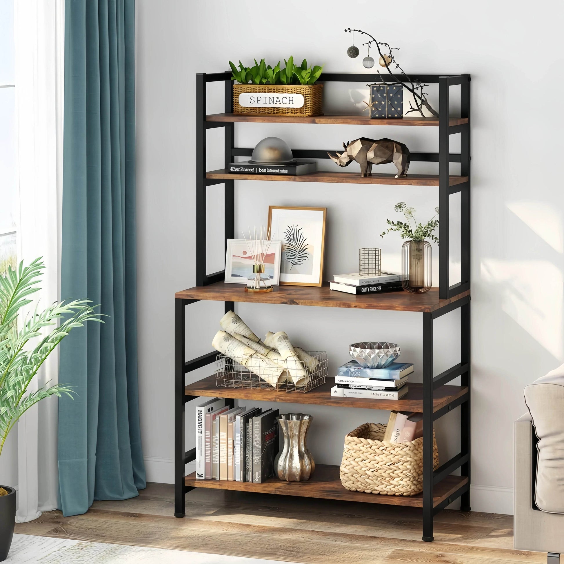 Naawe 5 Tier Kitchen Utility Storage Baking Rack Microwave Rack with Shelves - Naawe
