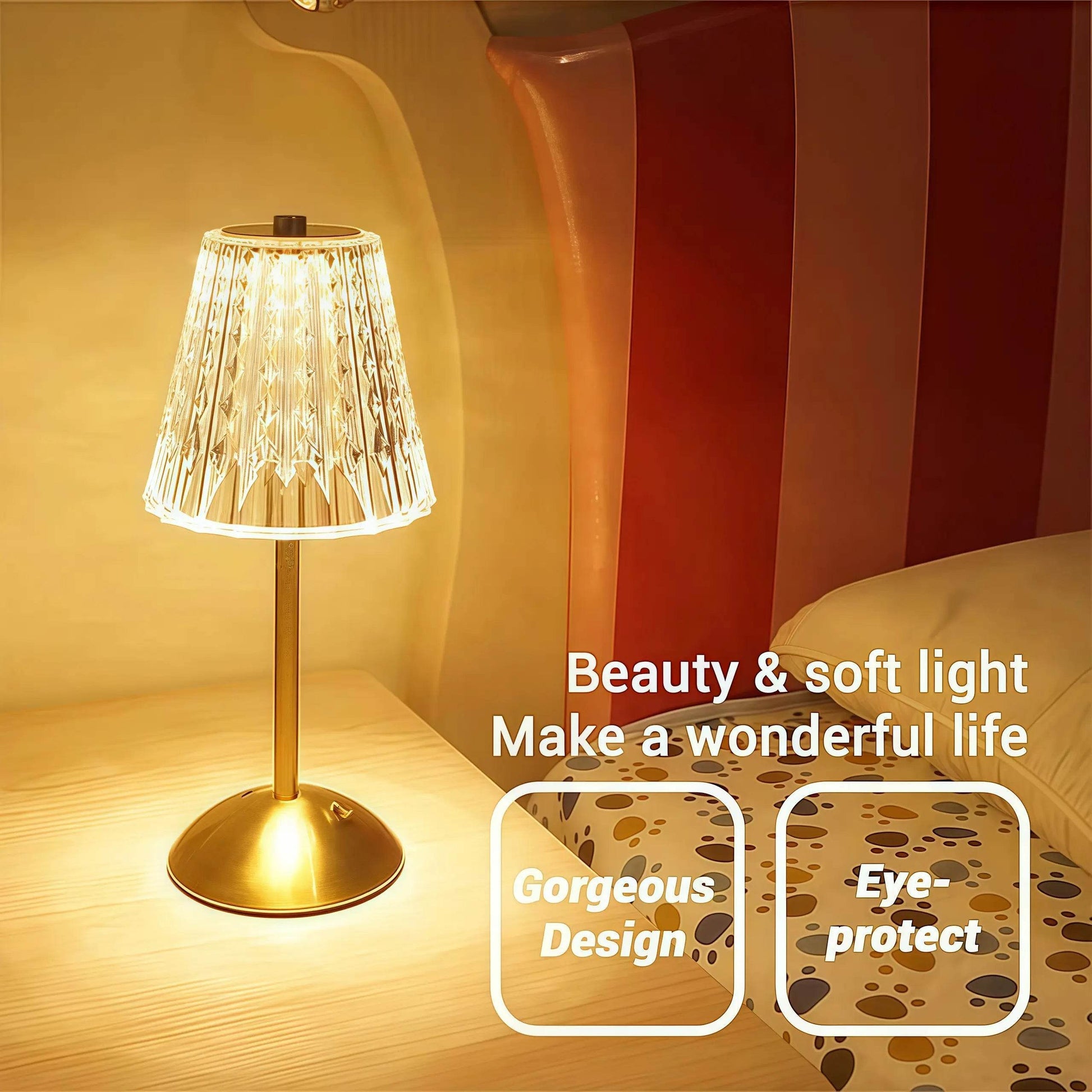 Naawe Vintage Metal & Glass Table Lamp - USB Rechargeable 3-Tone Lighting for Bars/Bedrooms - Naawe