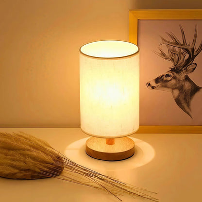 Naawe Nordic Wooden USB Table Lamp - Handwoven Linen Shade & Adjustable Warm Light - Naawe
