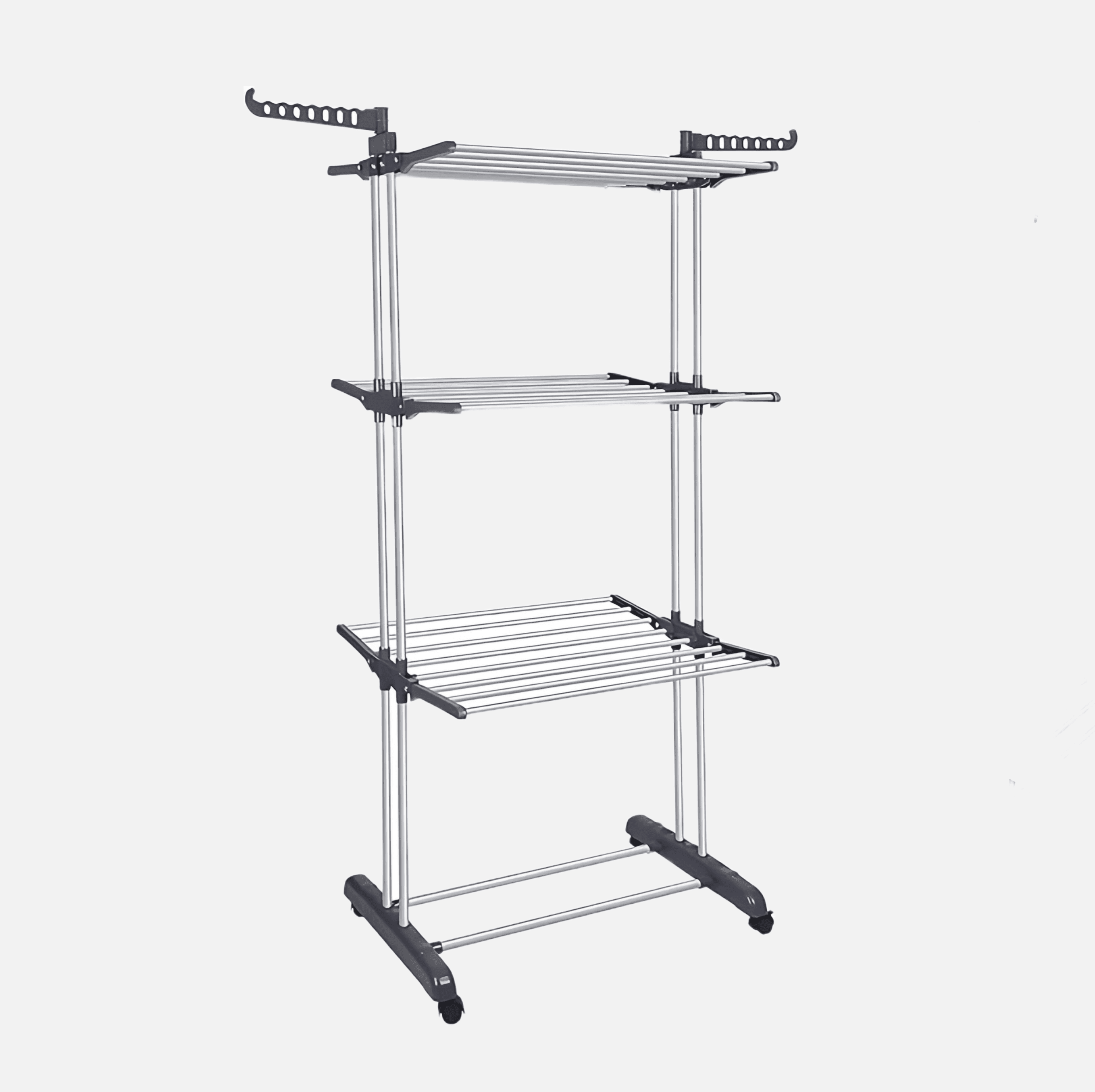 Naawe 4 Tier Removable Stainless Steel Folding Drying Rack with Two Side Wings - Naawe