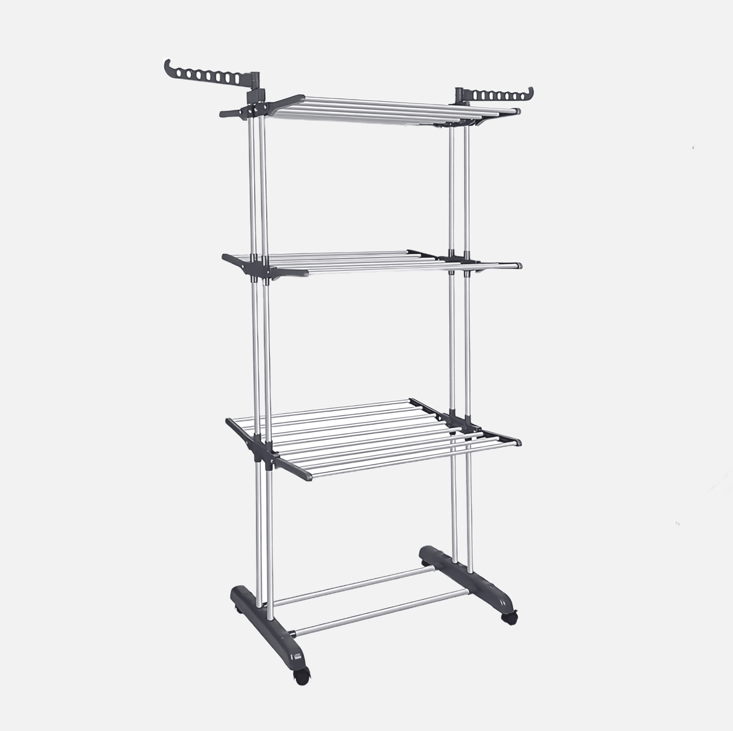 Naawe 4 Tier Removable Stainless Steel Folding Drying Rack with Two Side Wings - Naawe
