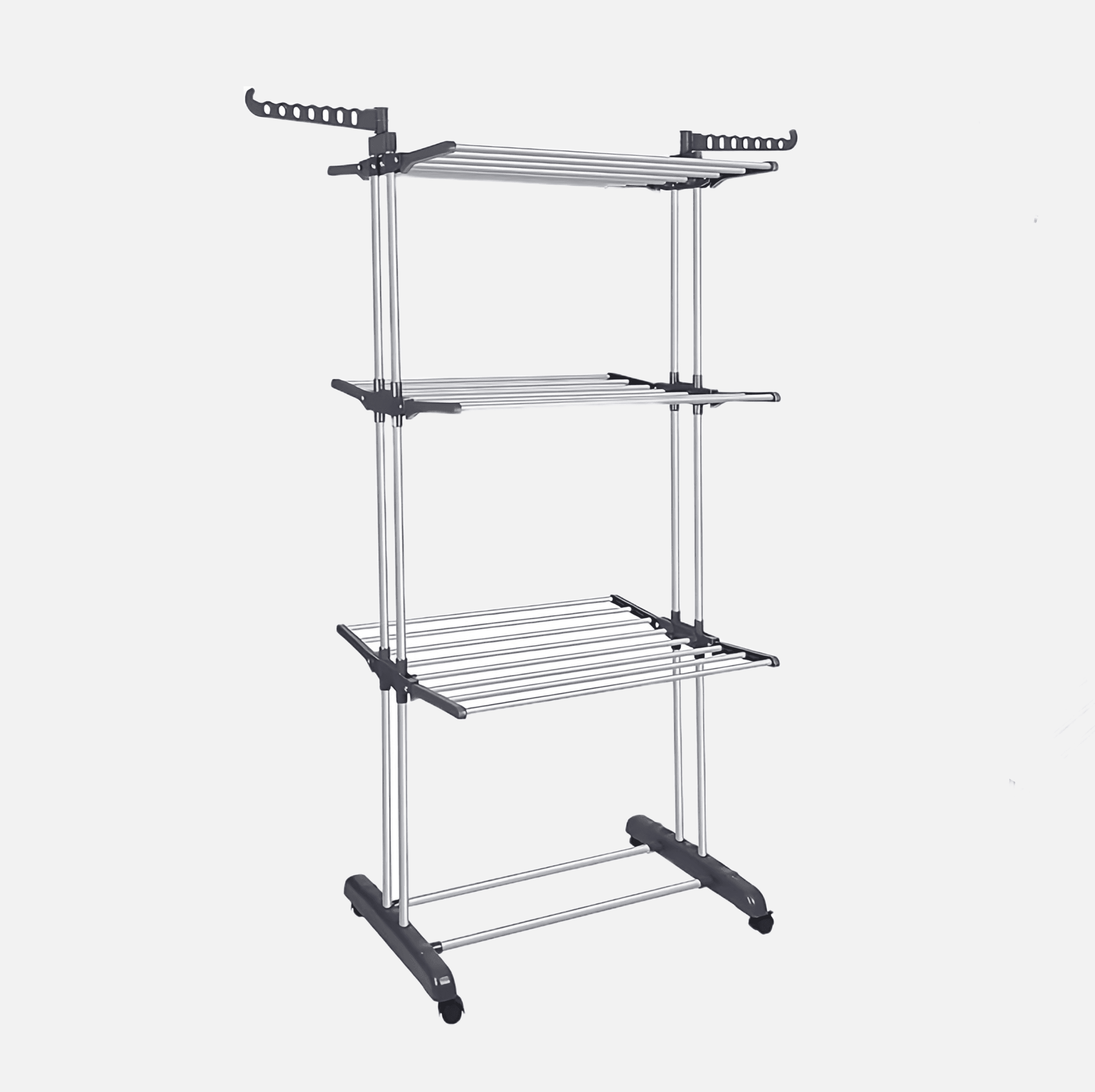 Naawe 4 Tier Removable Stainless Steel Folding Drying Rack with Two Side Wings - Naawe