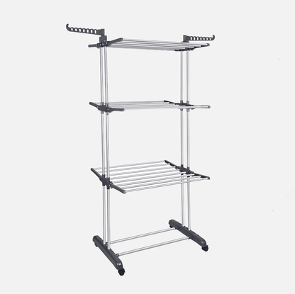 Naawe 4 Tier Removable Stainless Steel Folding Drying Rack with Two Side Wings - Naawe