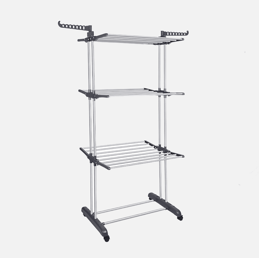 Naawe 4 Tier Removable Stainless Steel Folding Drying Rack with Two Side Wings - Naawe