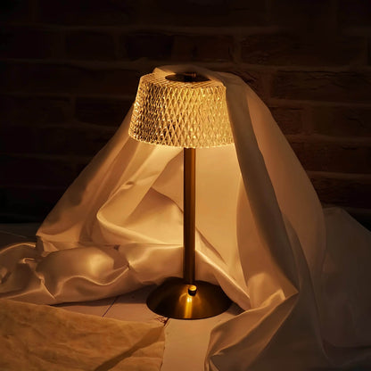 Naawe Gilded Crystal Table Lamp - Handcrafted Glass Shade & Vintage Brass Base - Naawe