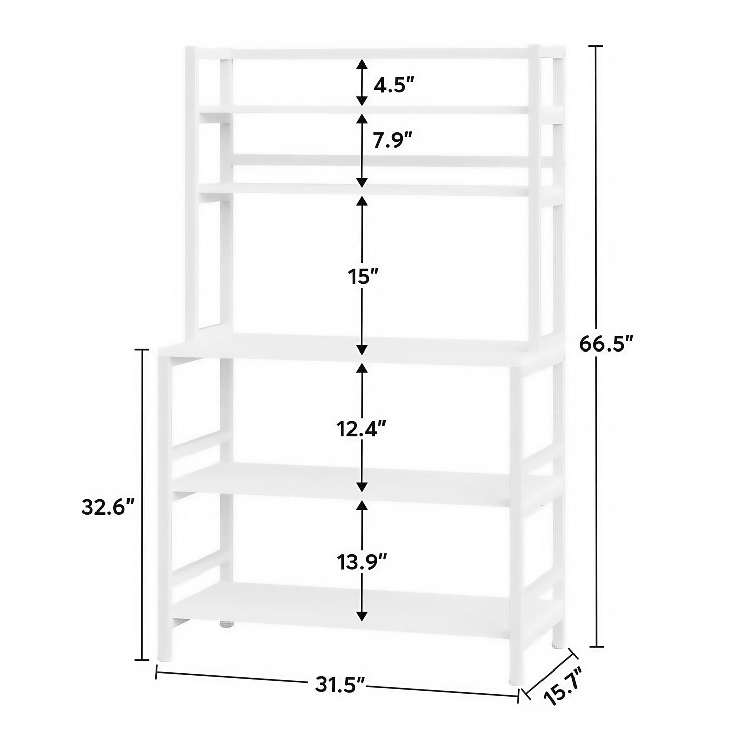 Naawe Modern White Kitchen Shelf with 5 Open Shelves - Naawe