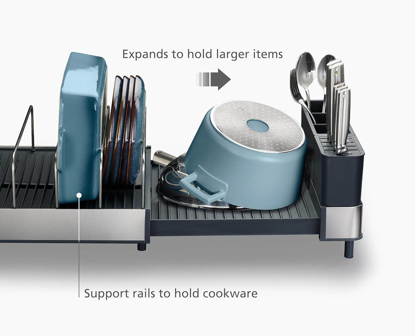 Naawe Large Capacity Steel Retractable Dish Drying Rack - Naawe