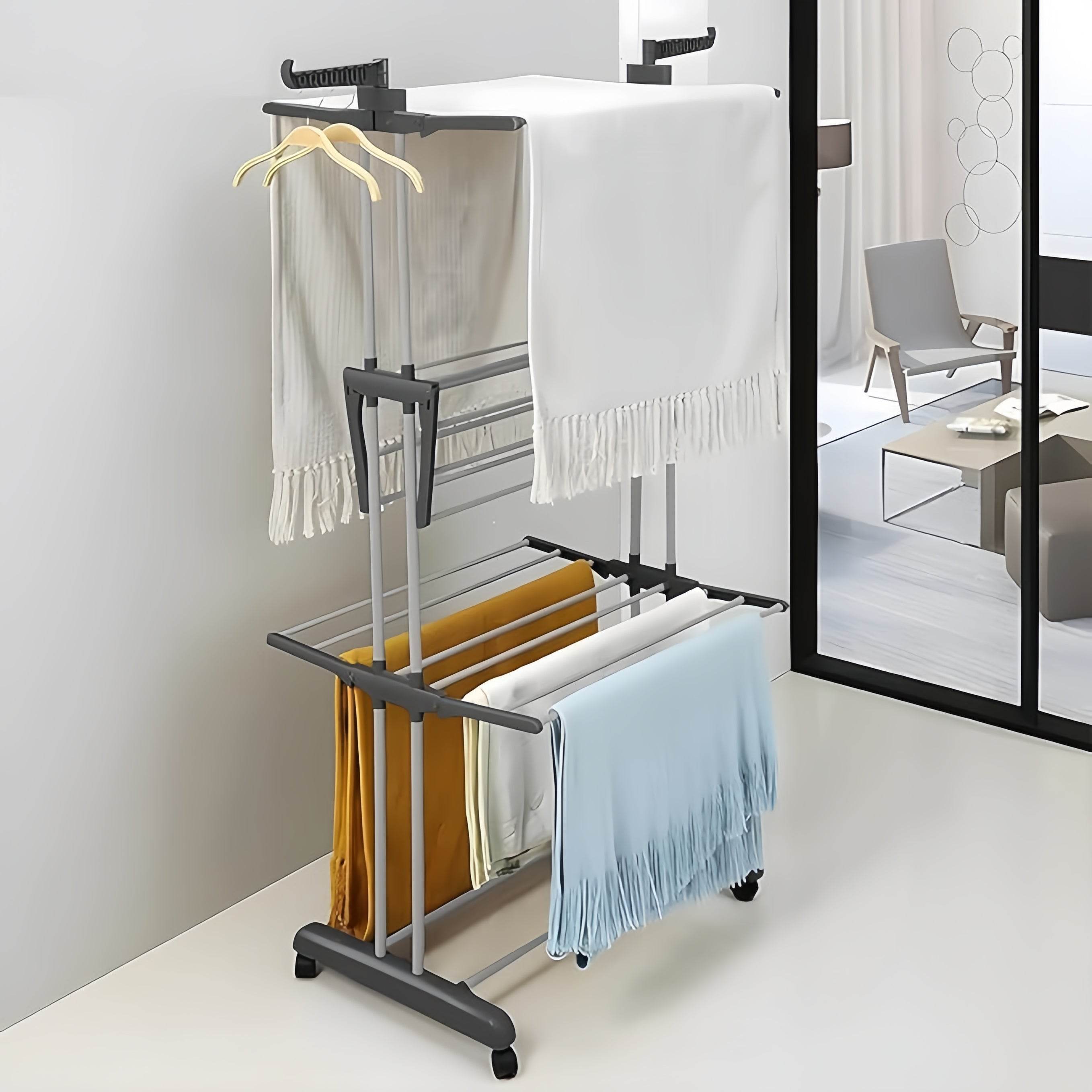 Naawe 4 Tier Removable Stainless Steel Folding Drying Rack with Two Side Wings - Naawe