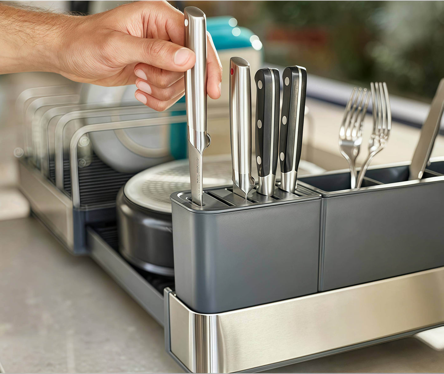 Naawe Large Capacity Steel Retractable Dish Drying Rack - Naawe