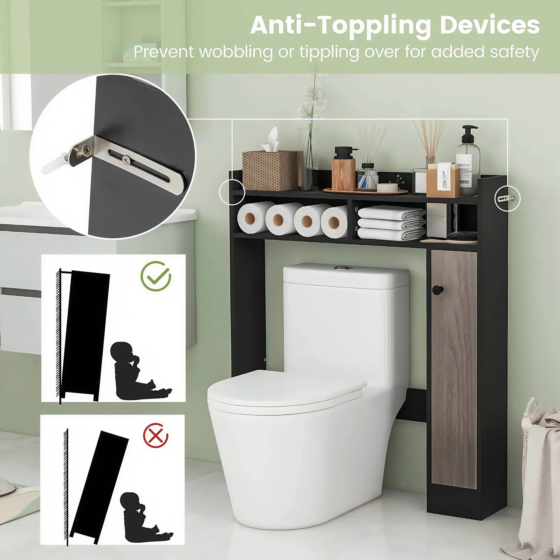 Naawe Above Toilet Bathroom Cabinet Floor Storage Storage Cabinet - Naawe