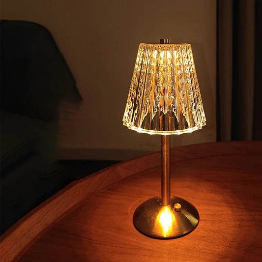 Naawe Gilded Crystal Table Lamp - Handcrafted Glass Shade & Vintage Brass Base - Naawe