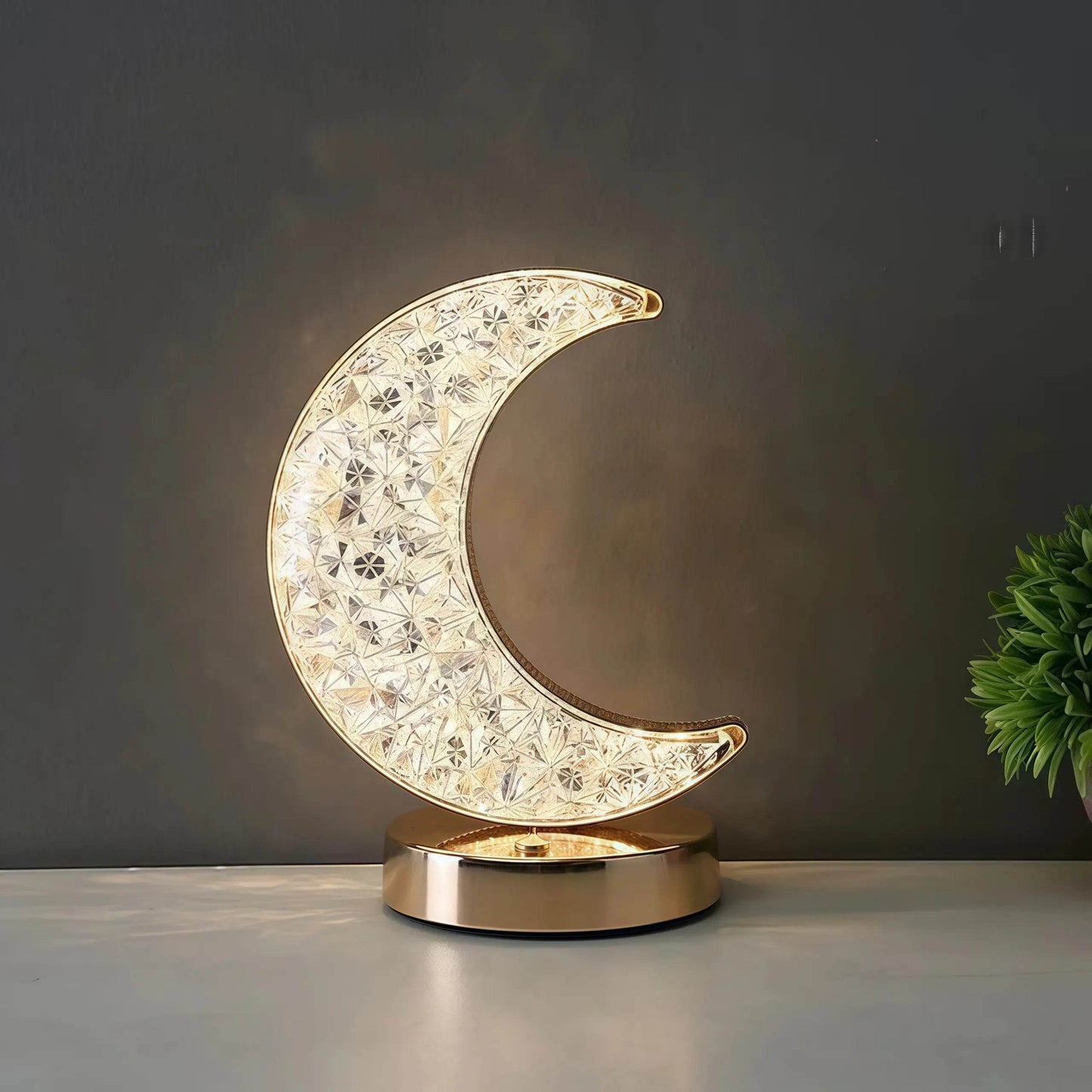 Naawe Celestial Night Light for Bedroom | Crystal Accents + Gold Base - Naawe
