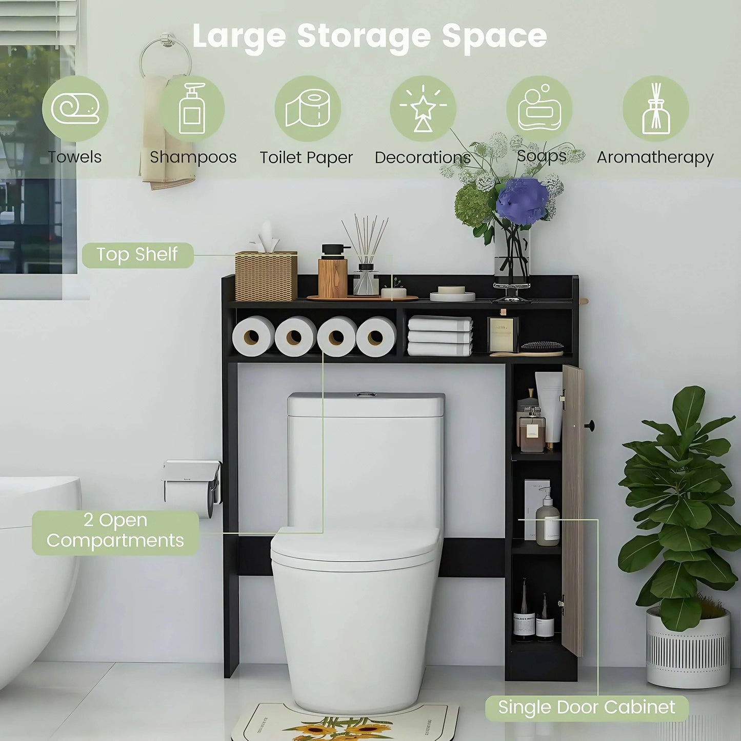Naawe Above Toilet Bathroom Cabinet Floor Storage Storage Cabinet - Naawe