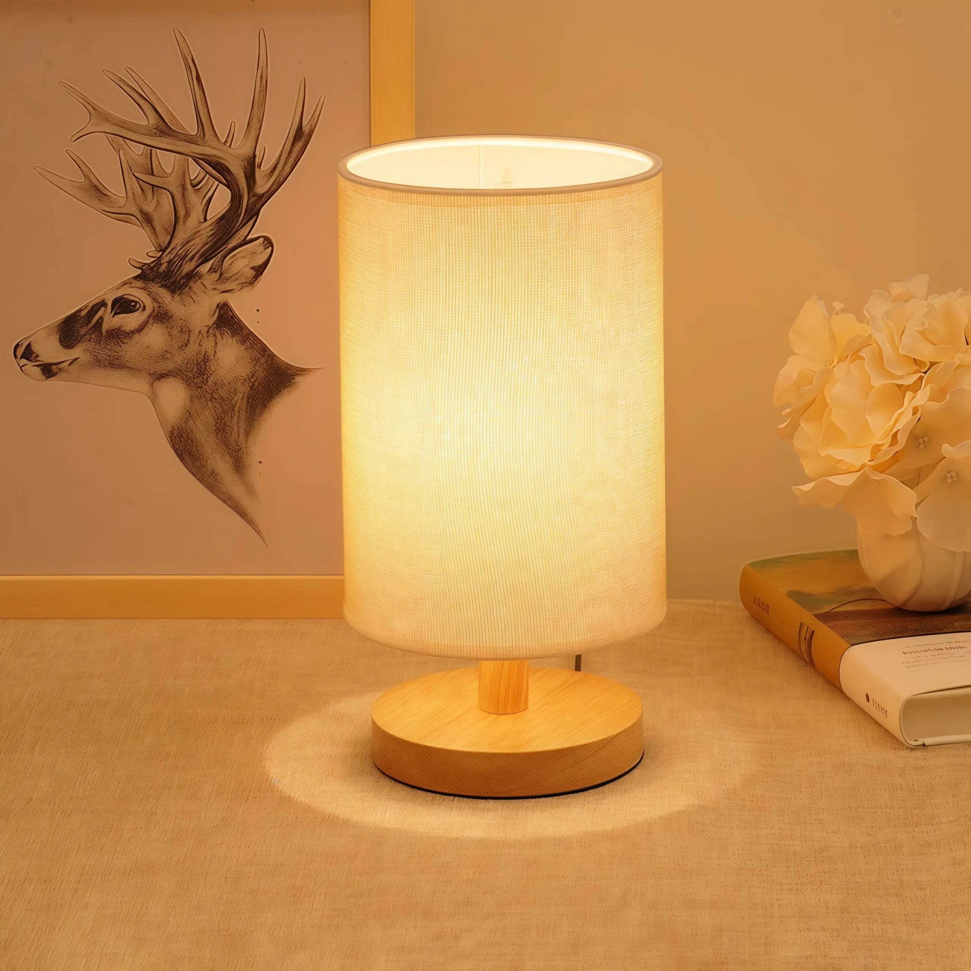 Naawe Nordic Wooden USB Table Lamp - Handwoven Linen Shade & Adjustable Warm Light - Naawe