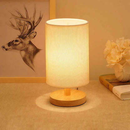 Naawe Nordic Wooden USB Table Lamp - Handwoven Linen Shade & Adjustable Warm Light - Naawe
