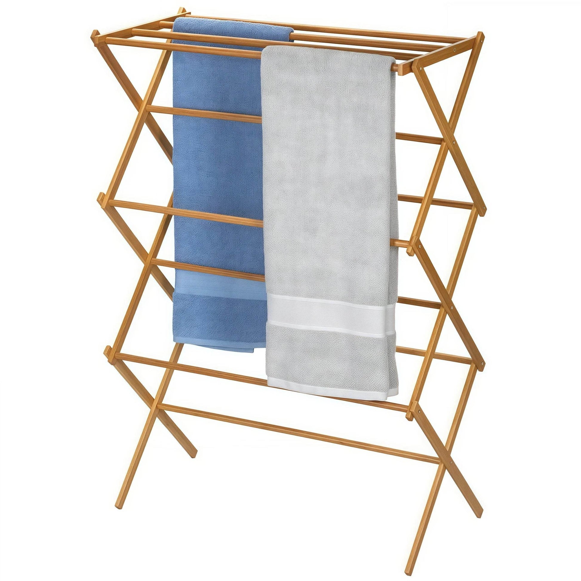Naawe No-Punch Bamboo Foldable Floor Drying Clothes Rack - Naawe