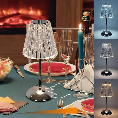 Naawe Vintage Metal & Glass Table Lamp - USB Rechargeable 3-Tone Lighting for Bars/Bedrooms - Naawe