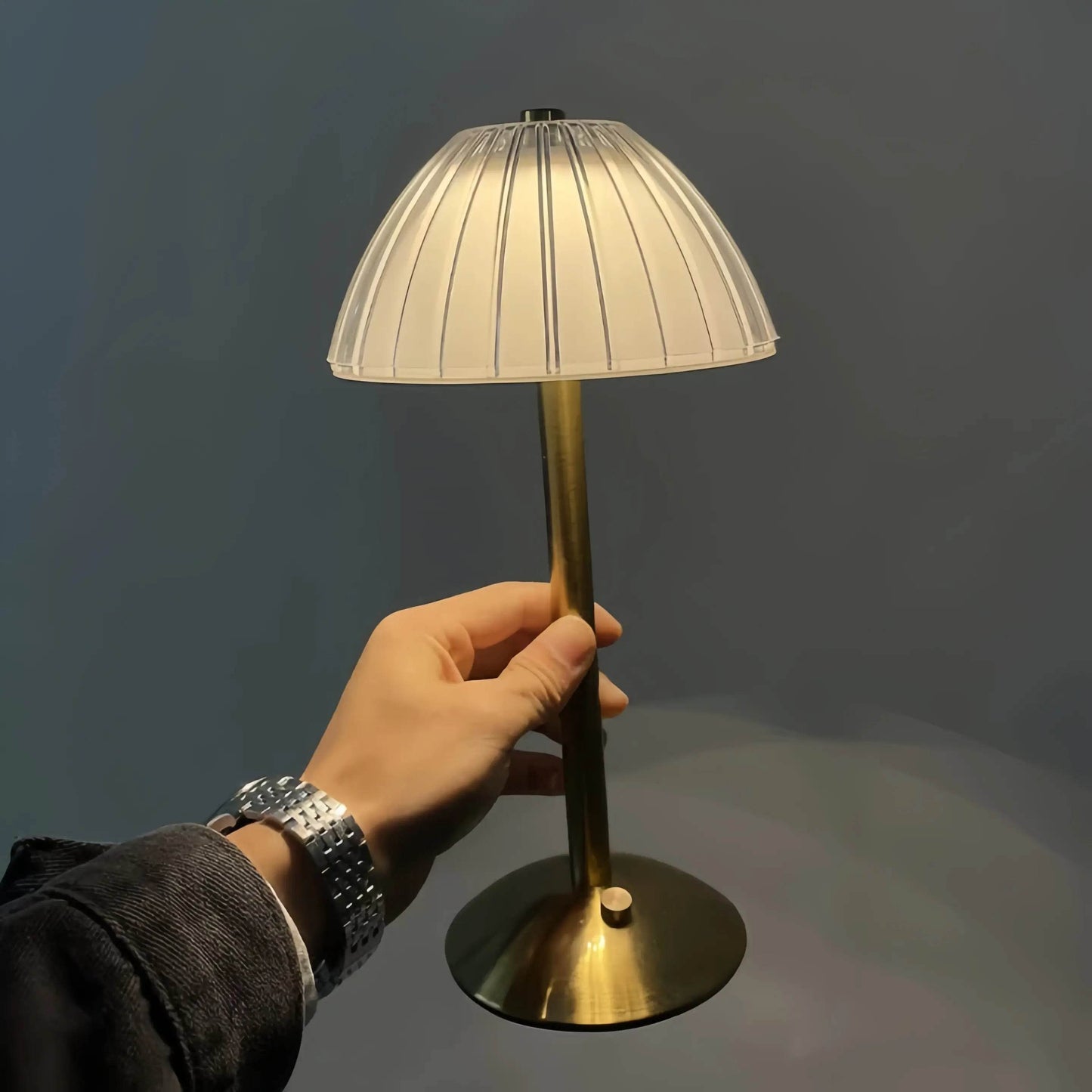 Naawe Gilded Crystal Table Lamp - Handcrafted Glass Shade & Vintage Brass Base - Naawe