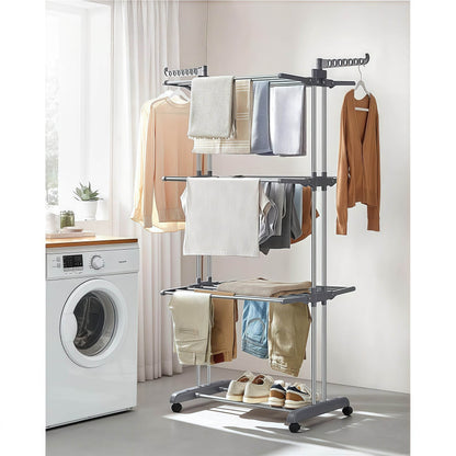 Naawe 4 Tier Removable Stainless Steel Folding Drying Rack with Two Side Wings - Naawe