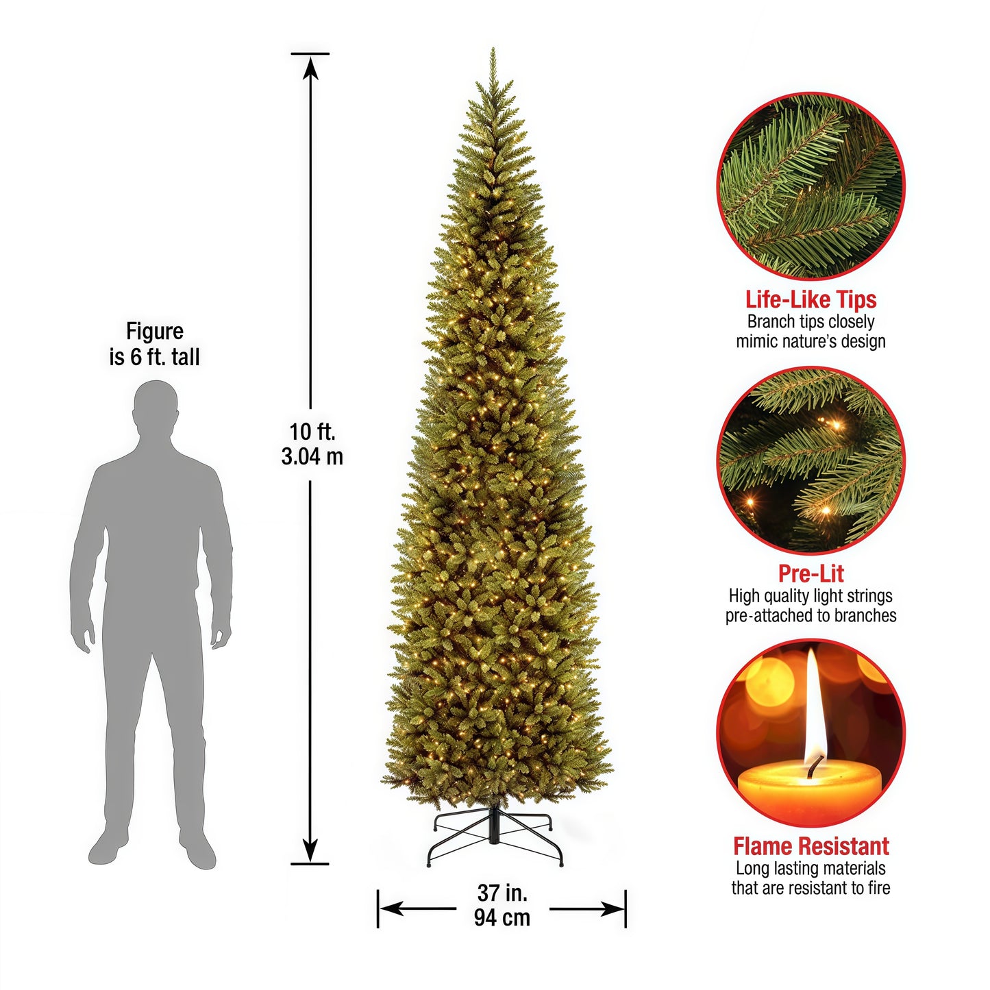 National Tree Company 10 ft. Kingswood Fir Christmas Pencil Tree