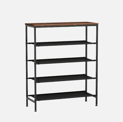 Naawe Multi-Functional Patchwork Wooden Board Assembly 5 Tier Shoe Rack for 12-16 Pairs of Shoes - Naawe